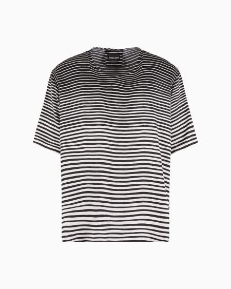a|x armani exchange Gradient striped print silk T-shirt shirt