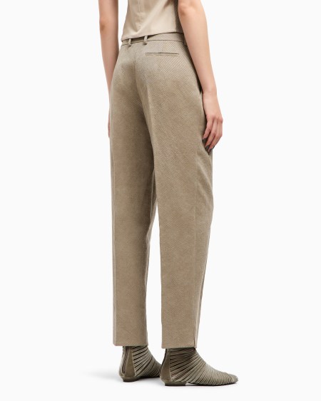 A|x Armani Exchange Hemp Viscose And Cotton Cavalry Double-pleat Trousers