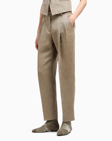 A|x Armani Exchange Hemp Viscose And Cotton Cavalry Double-pleat Trousers