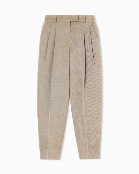 a|x armani exchange Hemp viscose and cotton cavalry double-pleat trousers