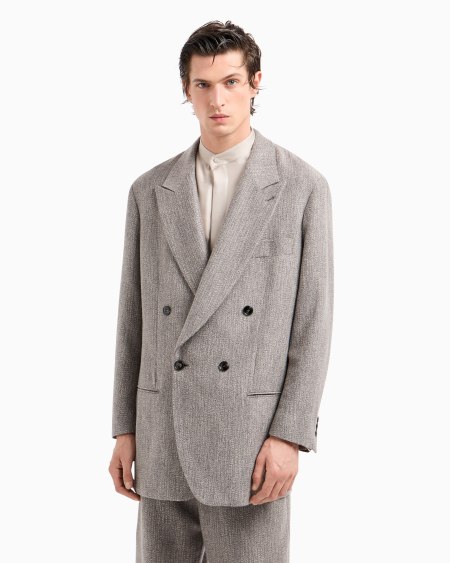 A|x Armani Exchange Heritage Line Double-breasted Jacket In A Wool And Viscose Blend