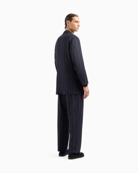A|x Armani Exchange Heritage Line Double-breasted Pinstriped Suit In Virgin Wool