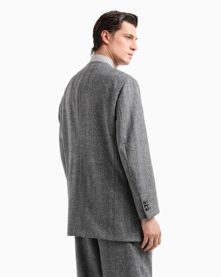 A|x Armani Exchange Heritage Line Single-breasted Jacket In Chevron Jacquard Virgin Wool