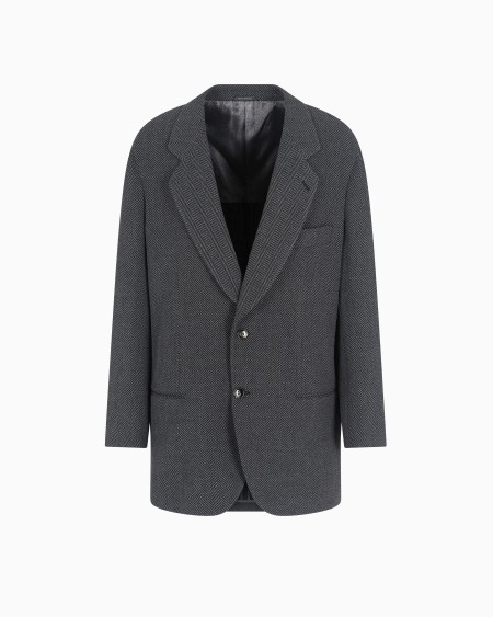 a|x armani exchange Heritage Line single-breasted jacket in chevron jacquard stretch virgin wool