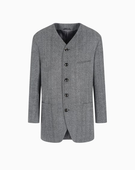 a|x armani exchange Heritage Line single-breasted jacket in chevron jacquard virgin wool