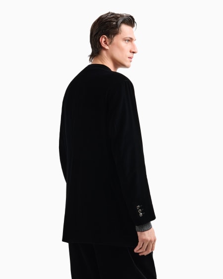 A|x Armani Exchange Heritage Line Single-breasted Velvet Jacket