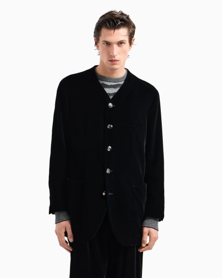 A|x Armani Exchange Heritage Line Single-breasted Velvet Jacket