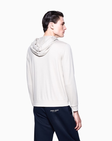 A|x Armani Exchange Hooded Sweatshirt In Pure Cashmere Cloth