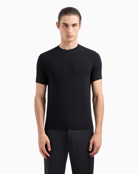 A|x Armani Exchange Icon Crew-neck T-shirt In Stretch Viscose Jersey