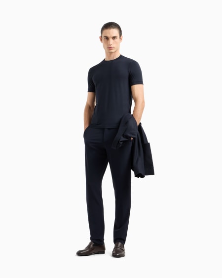 A|x Armani Exchange Icon Crew-neck T-shirt In Stretch Viscose Jersey