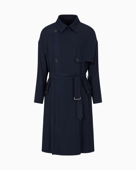 a|x armani exchange Icon cupro double-breasted trench coat