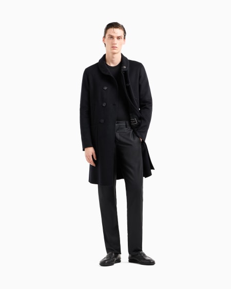 A|x Armani Exchange Icon Double-breasted Coat In Double Cashmere
