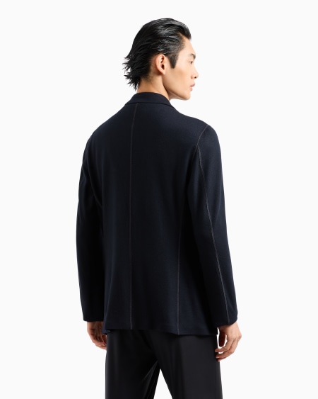 A|x Armani Exchange Icon Double-breasted Jacket In Fulled Cashmere Interlock