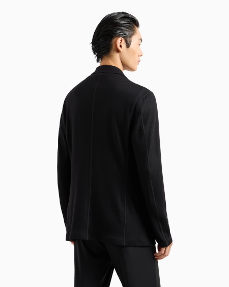 A|x Armani Exchange Icon Double-breasted Jacket In Fulled Cashmere Interlock