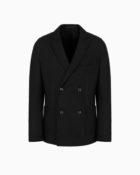 a|x armani exchange Icon double-breasted jacket in fulled cashmere interlock