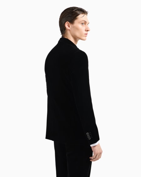 A|x Armani Exchange Icon George Line Single-breasted Stretch-velvet Jacket
