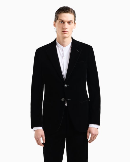 A|x Armani Exchange Icon George Line Single-breasted Stretch-velvet Jacket