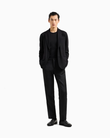 A|x Armani Exchange Icon Single-breasted Jacket In Pure Cashmere Jersey Cloth