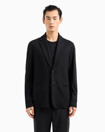A|x Armani Exchange Icon Single-breasted Jacket In Pure Cashmere Jersey Cloth