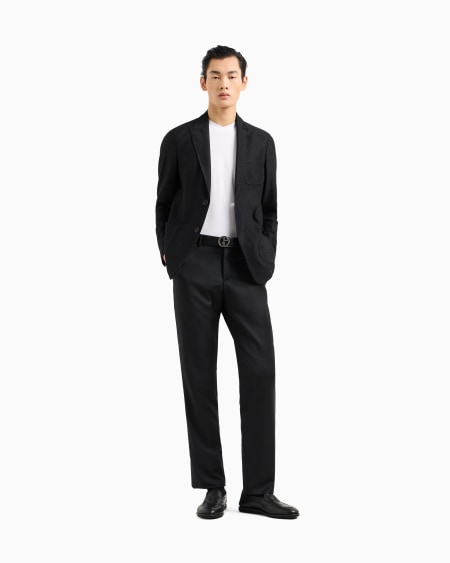 A|x Armani Exchange Icon Single-breasted Jacket In Technical Waffle Fabric