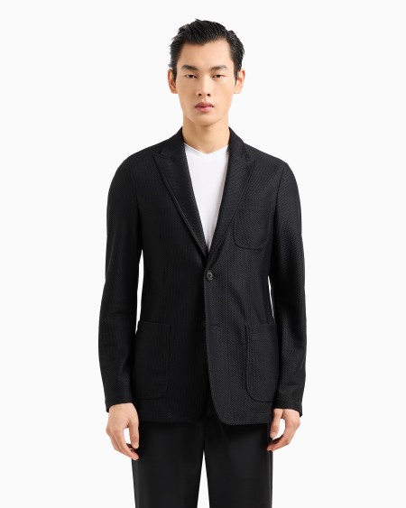 A|x Armani Exchange Icon Single-breasted Jacket In Technical Waffle Fabric