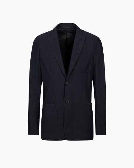 a|x armani exchange Icon single-breasted jacket in technical waffle fabric