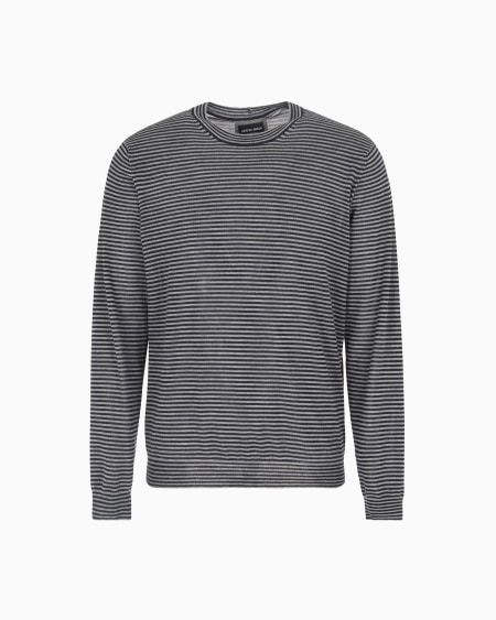 a|x armani exchange Icon striped cashmere crew-neck jumper