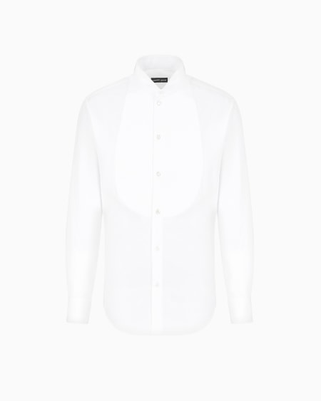a|x armani exchange Icon tuxedo shirt in cotton poplin