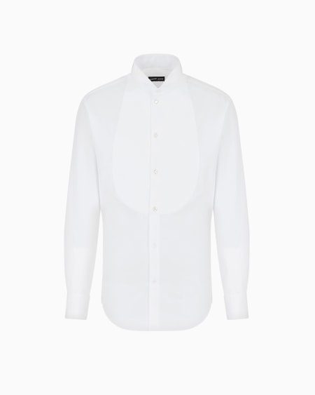 a|x armani exchange Icon tuxedo shirt in cotton poplin