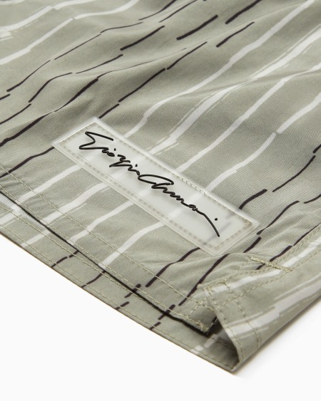 A|x Armani Exchange Irregular Striped Print Swim Trunks