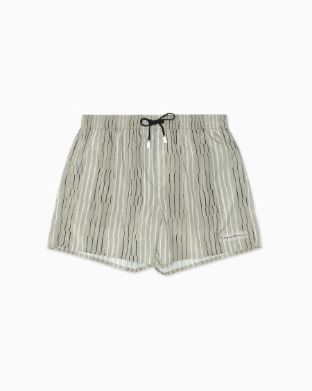 a|x armani exchange Irregular striped print swim trunks