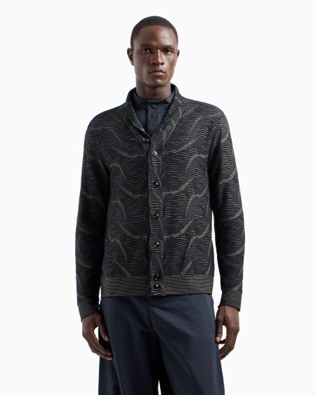 A|x Armani Exchange Jacquard Cotton Viscose And Cashmere Cardigan