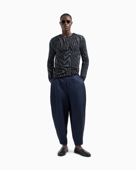 A|x Armani Exchange Jacquard Cotton Viscose And Cashmere Crew-neck Jumper