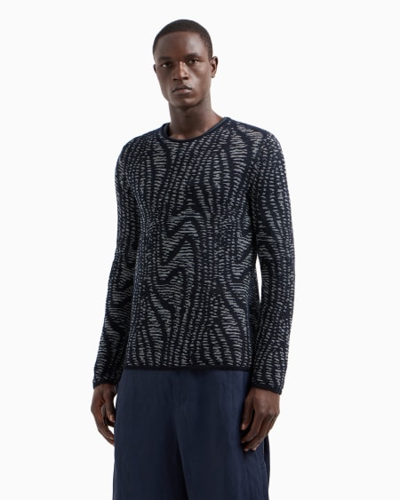 A|x Armani Exchange Jacquard Cotton Viscose And Cashmere Crew-neck Jumper