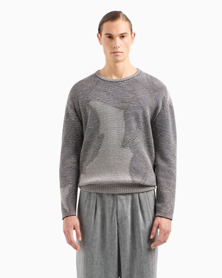 A|x Armani Exchange Jacquard Cotton Viscose And Cashmere Crew-neck Jumper