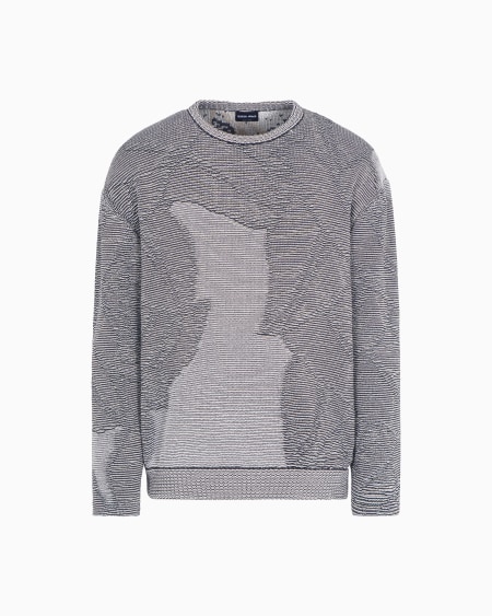 a|x armani exchange Jacquard cotton viscose and cashmere crew-neck jumper