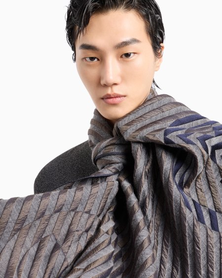 A|x Armani Exchange Jacquard Virgin Wool And Silk Stole