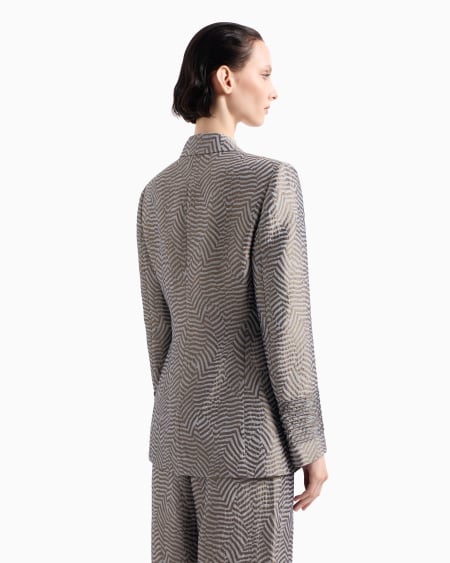A|x Armani Exchange Jacquard Viscose Silk And Linen Single-breasted Jacket