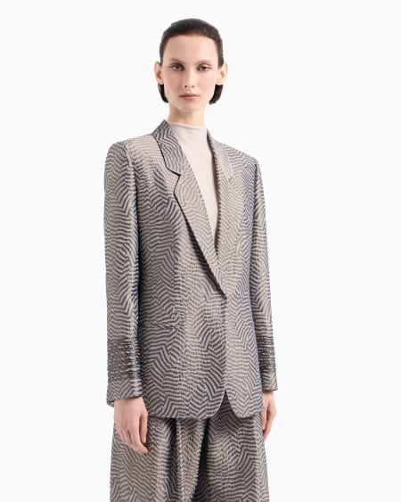 A|x Armani Exchange Jacquard Viscose Silk And Linen Single-breasted Jacket