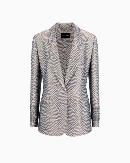 a|x armani exchange Jacquard viscose silk and linen single-breasted jacket
