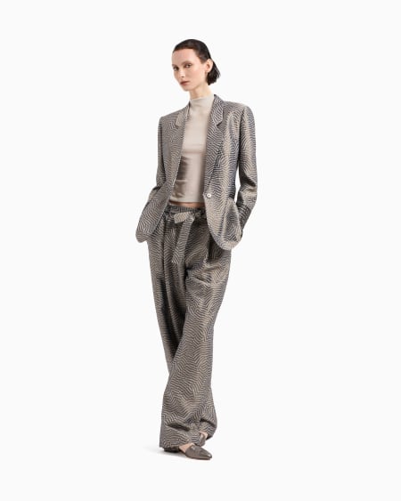 A|x Armani Exchange Jacquard Viscose Silk And Linen Single-pleat Trousers