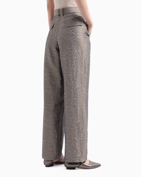 A|x Armani Exchange Jacquard Viscose Silk And Linen Single-pleat Trousers
