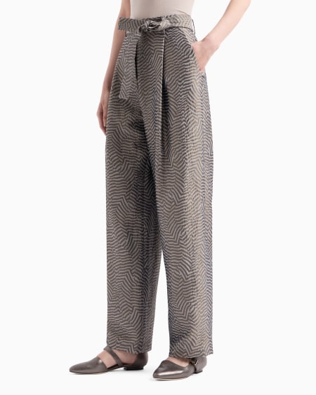 A|x Armani Exchange Jacquard Viscose Silk And Linen Single-pleat Trousers
