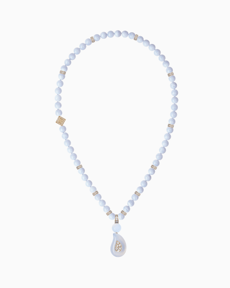 a|x armani exchange Josephine necklace in 18k gold chalcedony and diamonds