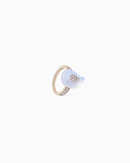 a|x armani exchange Josephine ring in 18k gold chalcedony and diamonds