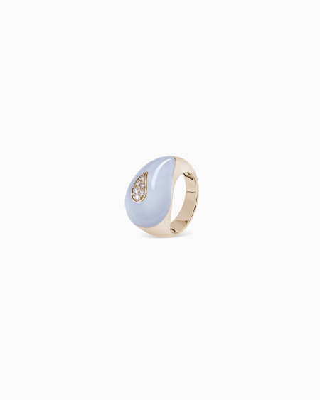 a|x armani exchange Josephine ring in 18k gold chalcedony and diamonds