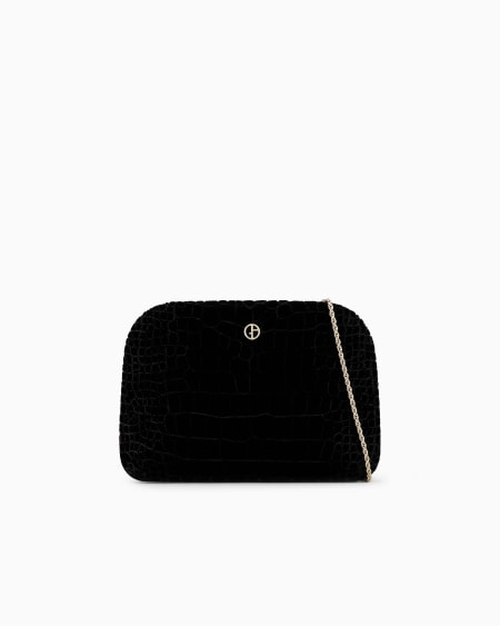 a|x armani exchange La Prima clutch bag in crocodile-effect quilted velvet