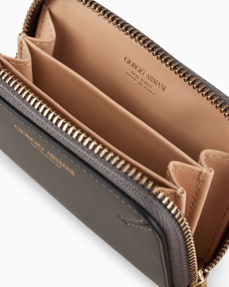 A|x Armani Exchange La Prima Lamé-leather Mini Card Holder With Wraparound Zip