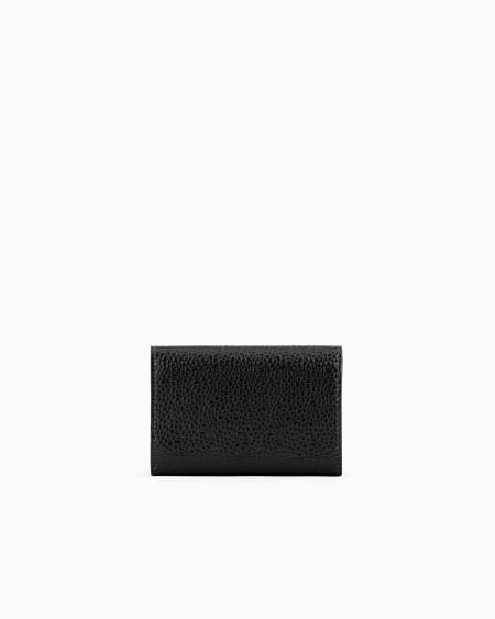 A|x Armani Exchange La Prima Mini Trifold Wallet In Rice-grain Effect Patent Leather