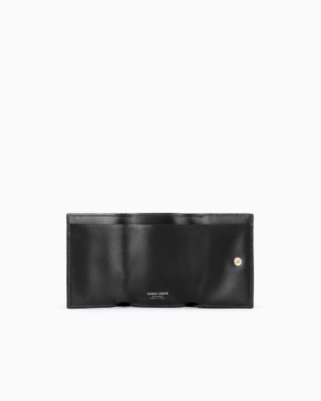 A|x Armani Exchange La Prima Mini Trifold Wallet In Rice-grain Effect Patent Leather